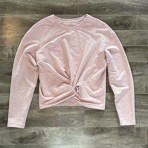 Heathered Pink knot front cropped Lululemon long sleeve